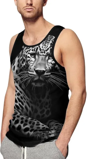 Leopard Animal Mens Tank Top Undershirt Sleeveless Gym Vest Workout T-Shirts