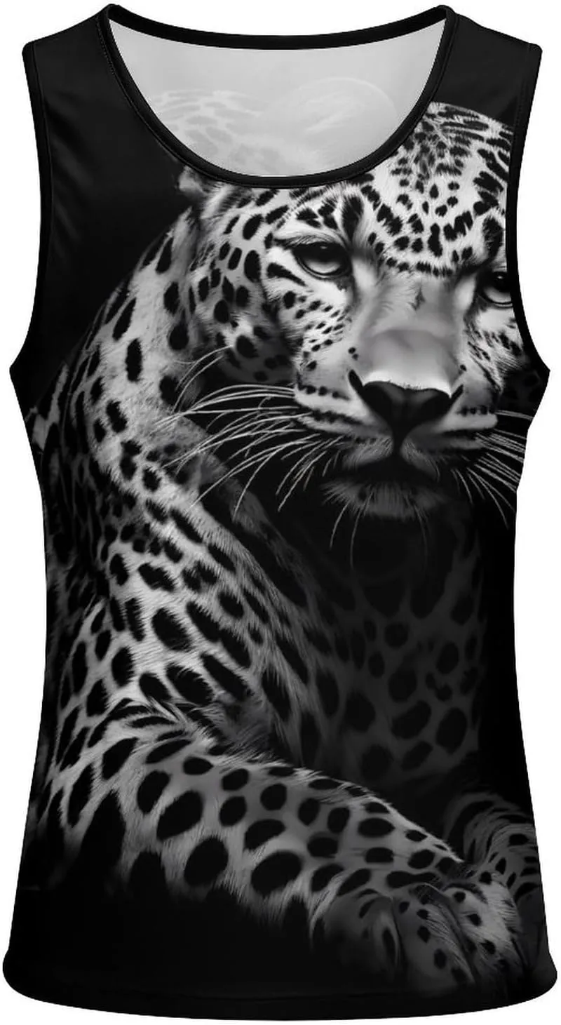 Leopard Animal Mens Tank Top Undershirt Sleeveless Gym Vest Workout T-Shirts