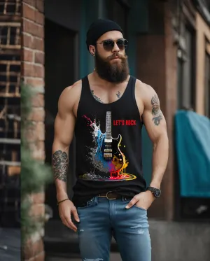 Let's Rock Electric Guitar Art Design Tank Top | Grooveman Music