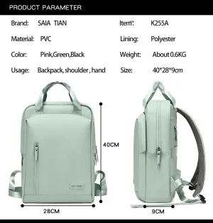 Lightweight Waterproof Travel Backpack for Women  0.6KG, 15-Inch Laptop Compartment, Anti-Theft Design, Durable & Stylish (Pink/Green/Black)
