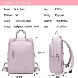 Lightweight Waterproof Travel Backpack for Women  0.6KG, 15-Inch Laptop Compartment, Anti-Theft Design, Durable & Stylish (Pink/Green/Black)