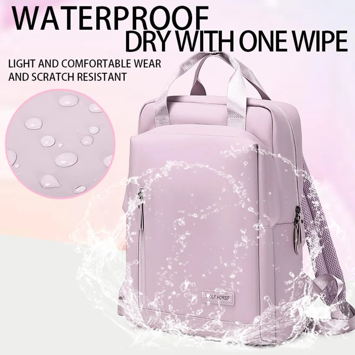 Lightweight Waterproof Travel Backpack for Women  0.6KG, 15-Inch Laptop Compartment, Anti-Theft Design, Durable & Stylish (Pink/Green/Black)