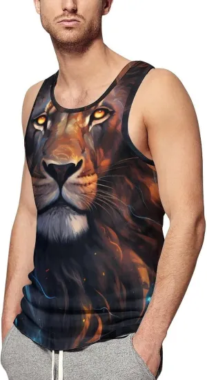 Lion Art Mens Tank Top Undershirt Sleeveless Gym Vest Workout T-Shirts