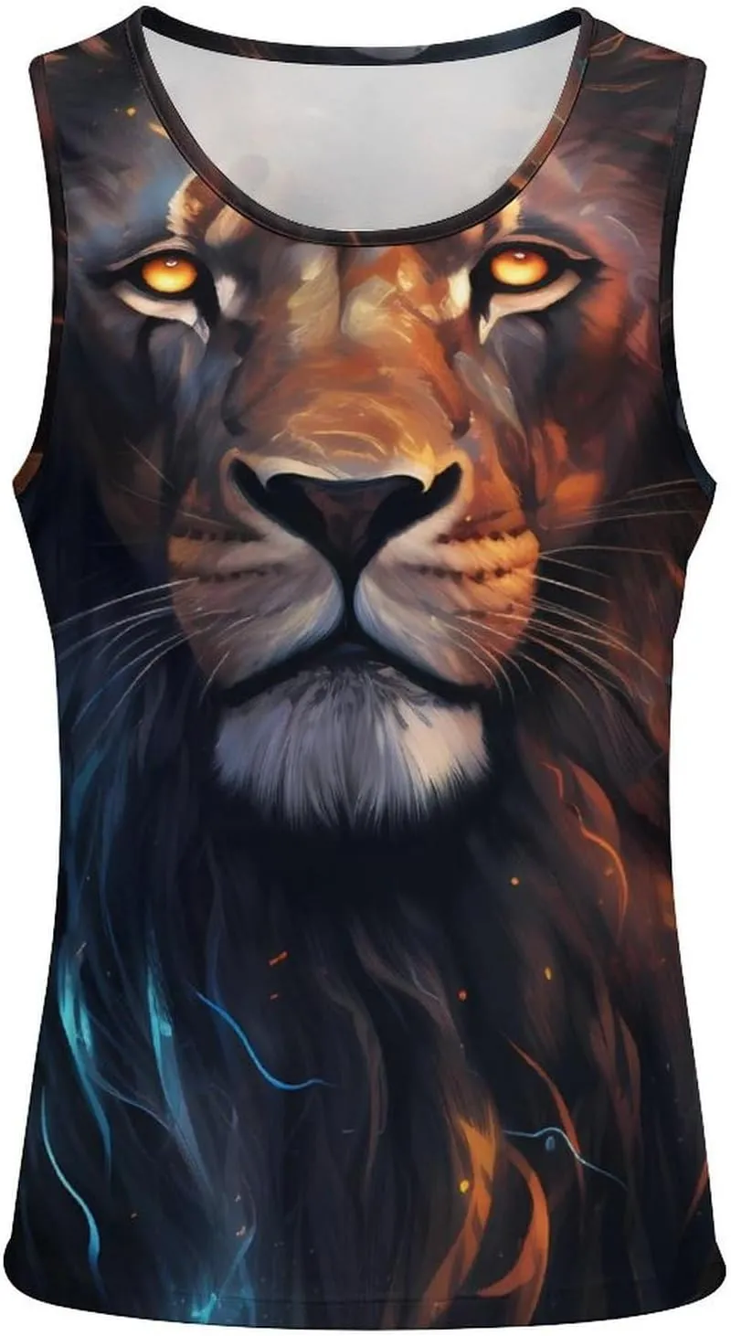 Lion Art Mens Tank Top Undershirt Sleeveless Gym Vest Workout T-Shirts