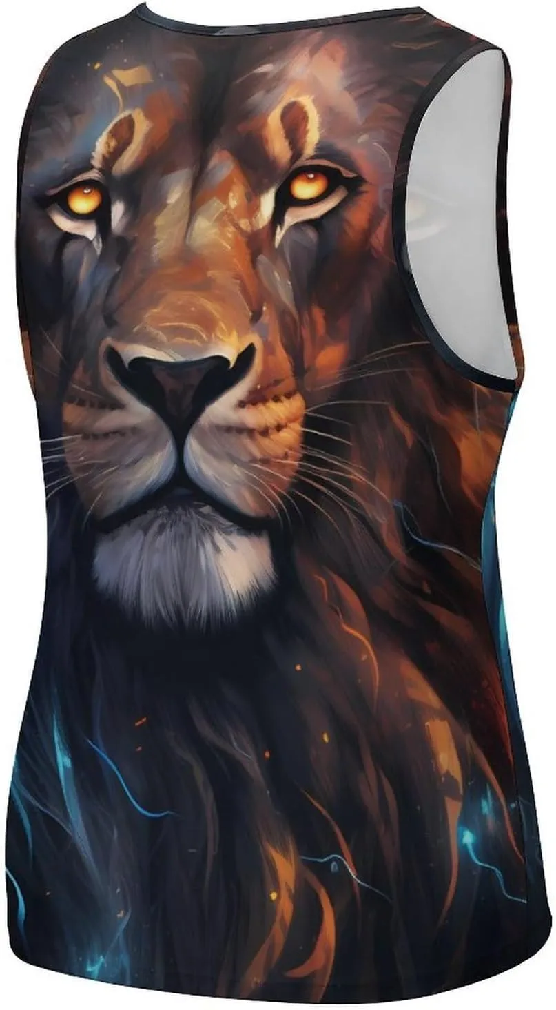 Lion Art Mens Tank Top Undershirt Sleeveless Gym Vest Workout T-Shirts