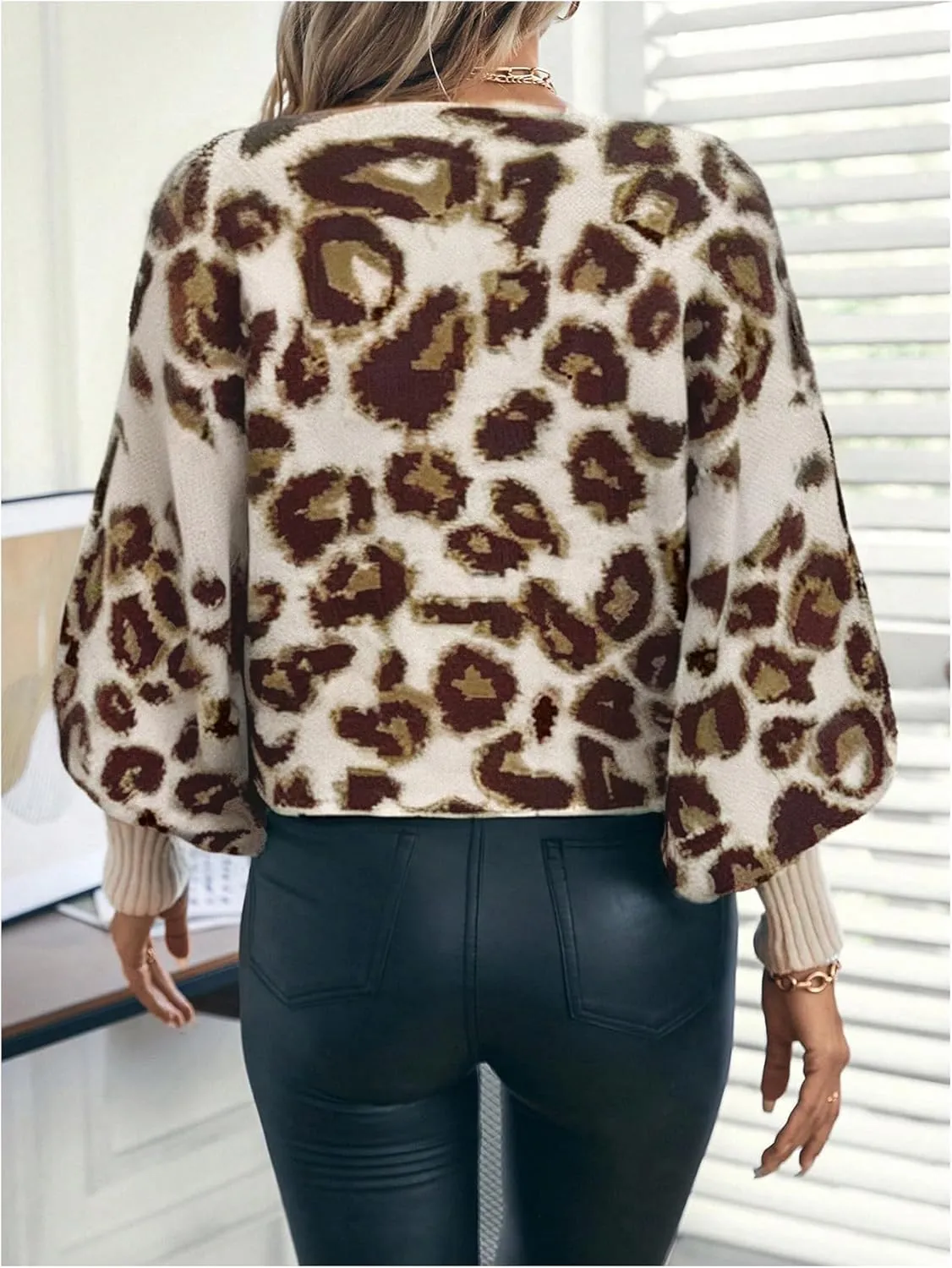 MakeMeChic Women's Stripes Pattern Long Sleeve Boat Neck Loose Fit Casual Pullover Sweater Tops