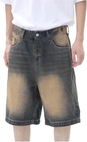 Men Baggy Jean Shorts Loose Fit Mid Denim Shorts Wide Leg Skateboard Pants Trendy Outfits