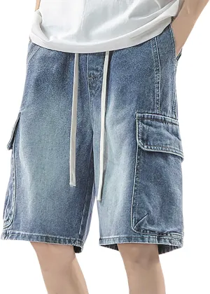 Men Baggy Jean Shorts Loose Fit Mid Denim Shorts Wide Leg Skateboard Pants Trendy Outfits