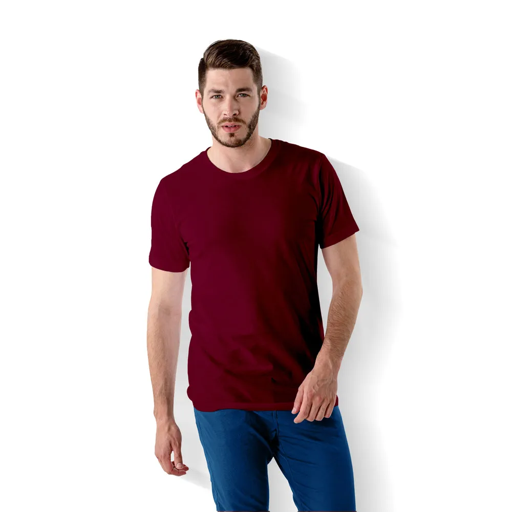 Men Round Neck Cotton T-Shirt -Maroon