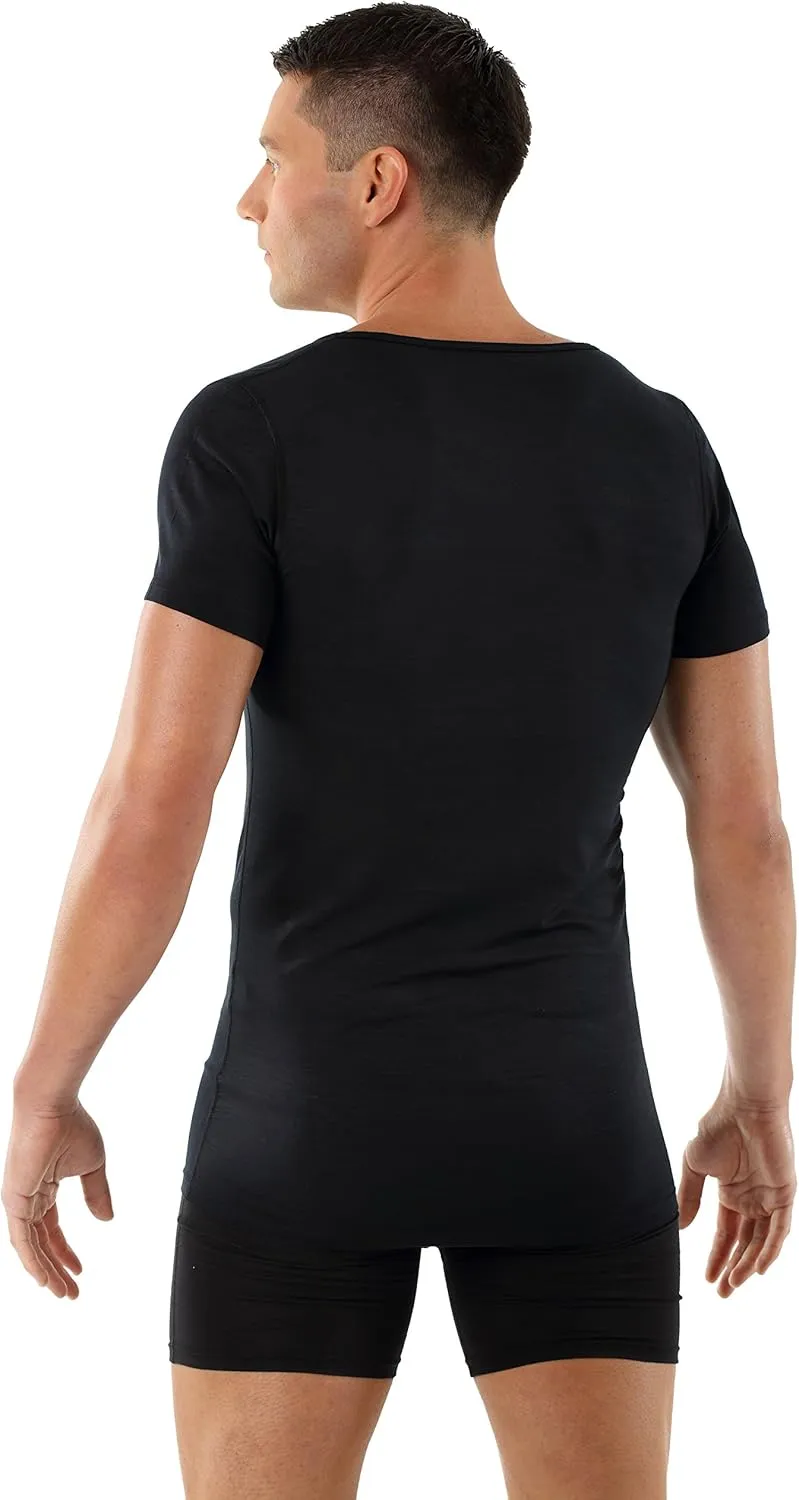 Men's deep v-Neck Business Undershirt with Short Sleeves Micromodal Light Black