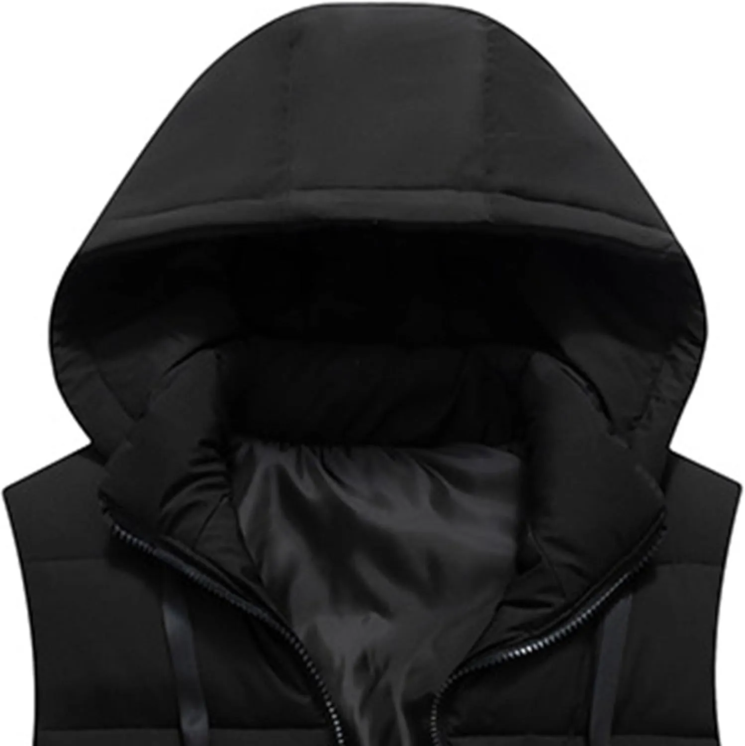 Men's Hooded Cotton Padded Vest Winter Warm Lightweight Quilted Coat Vest Casual Zip Up Thick Sleeveless Jacket