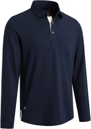Mens Long and Short Sleeve Polo Shirts Pocket Casual Solid Cotton Blend Drop Cut Collared Polo Shirts for Men