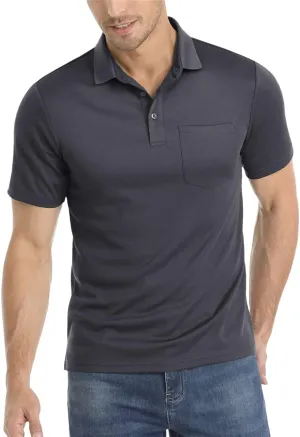 Mens Summer Quick Dry T-Shirts Sport Hiking Tee Shirts Casual Polos Shirt Work Tops with Pocket