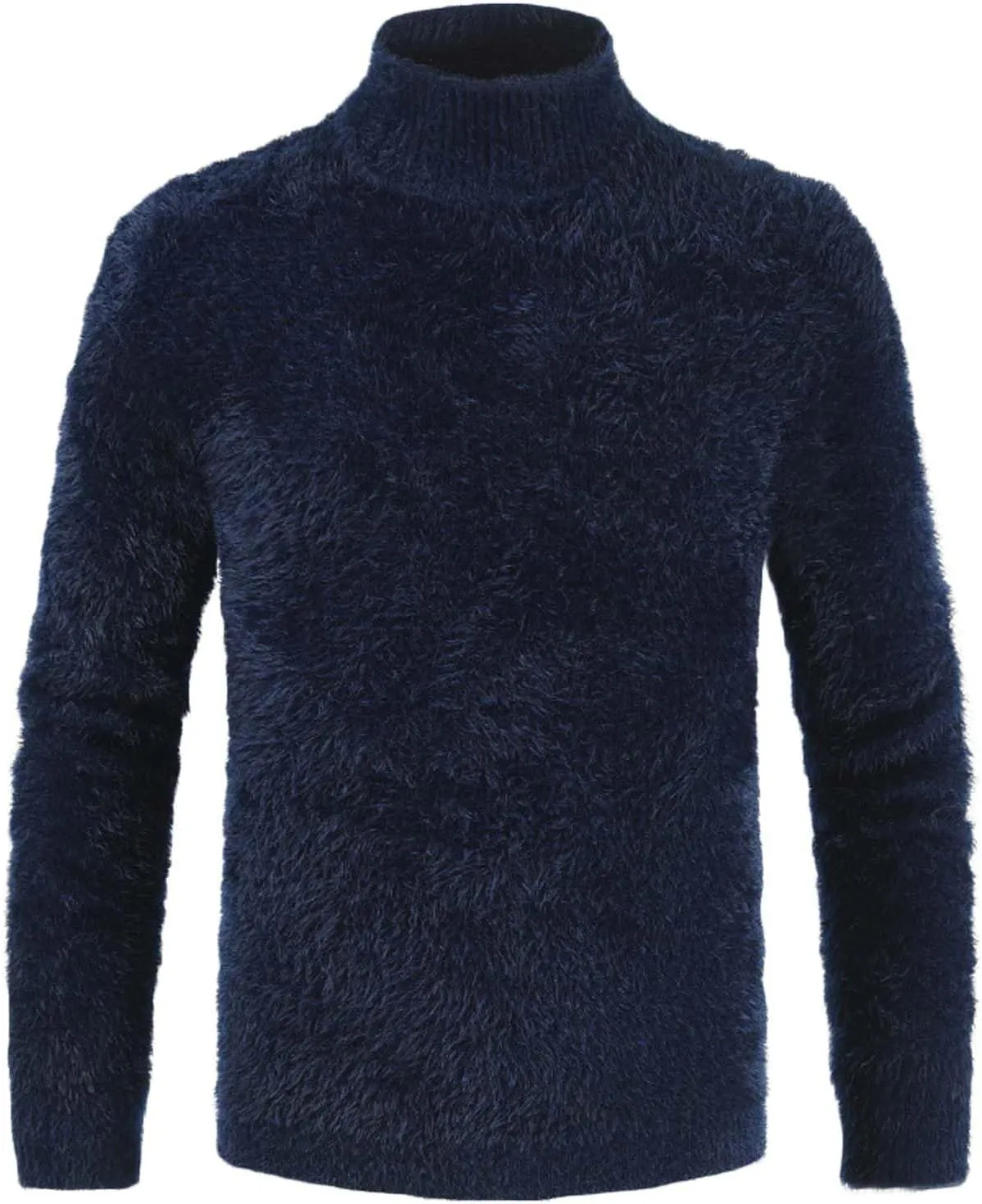 Men's Thermal Long Sleeve Underwear Shirts Fluffy Fleece Pullover Undershirts Winter Warm Mock Turtleneck Sweaters
