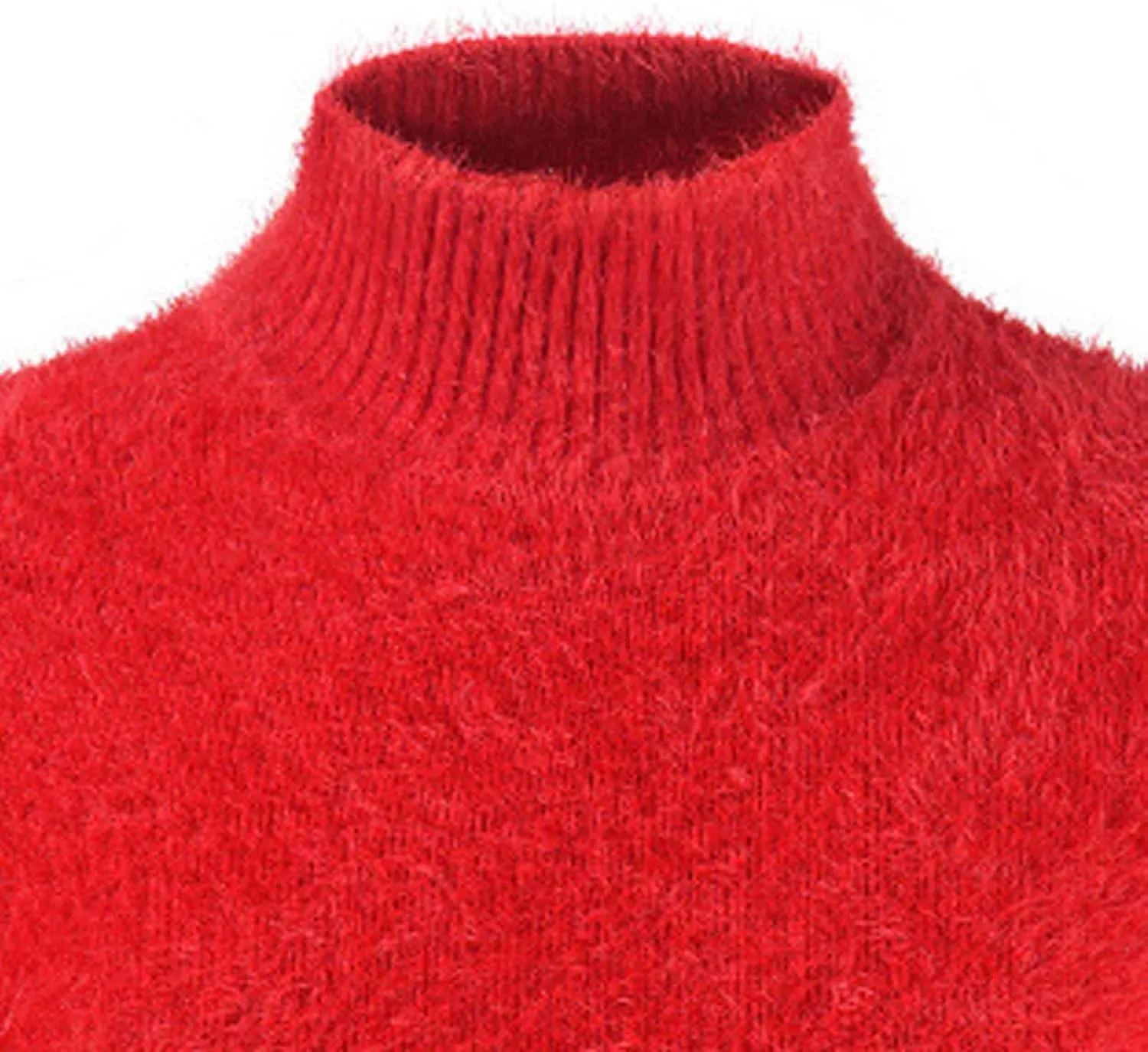 Men's Thermal Long Sleeve Underwear Shirts Fluffy Fleece Pullover Undershirts Winter Warm Mock Turtleneck Sweaters
