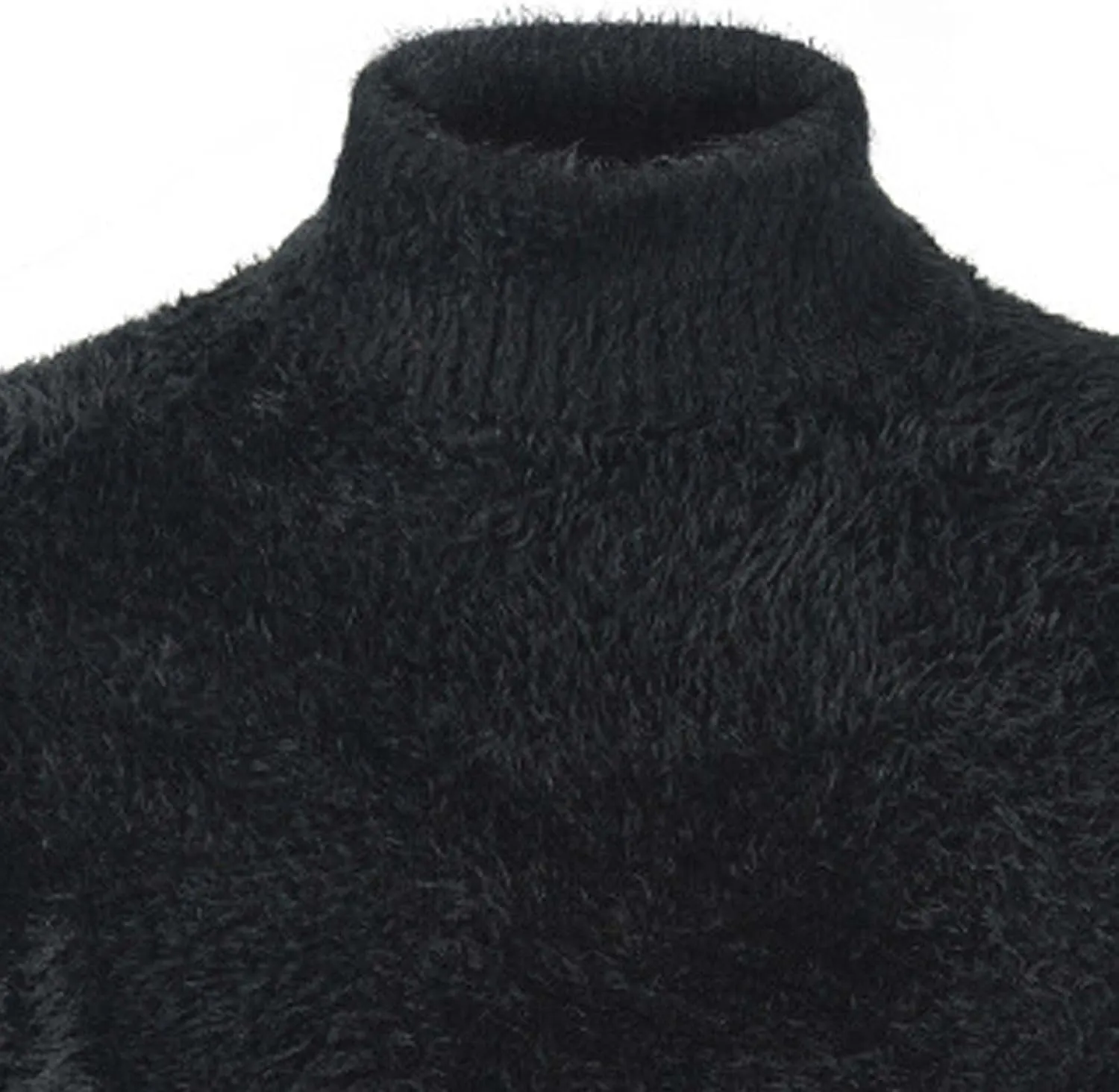 Men's Thermal Long Sleeve Underwear Shirts Fluffy Fleece Pullover Undershirts Winter Warm Mock Turtleneck Sweaters