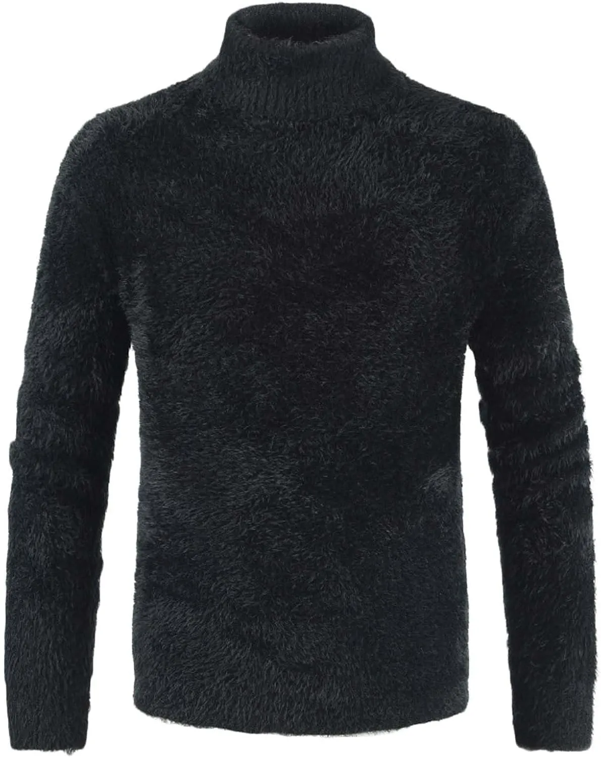 Men's Thermal Long Sleeve Underwear Shirts Fluffy Fleece Pullover Undershirts Winter Warm Mock Turtleneck Sweaters