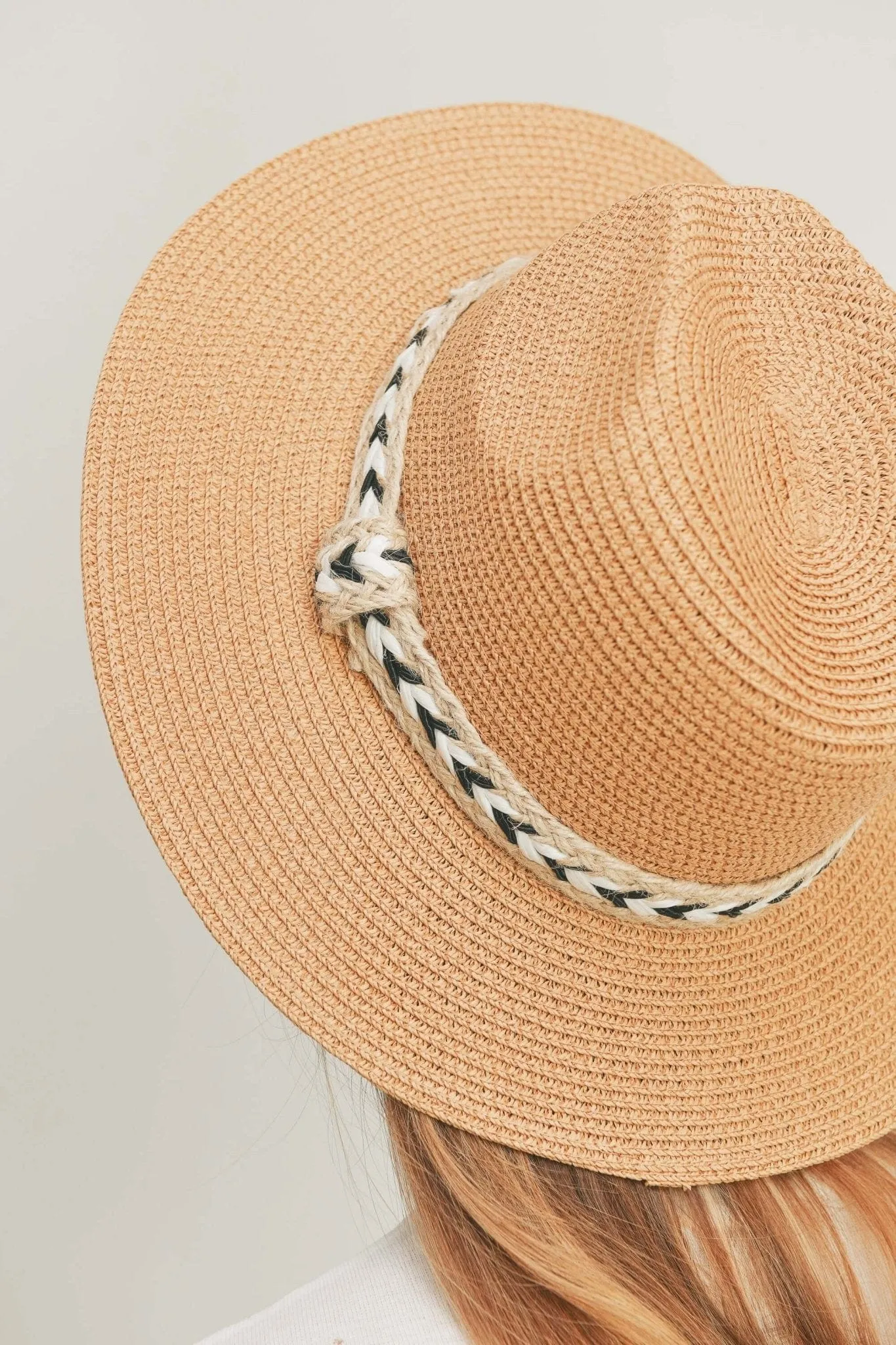 MH0108 Black and White Braided Jute Band Panama Hat