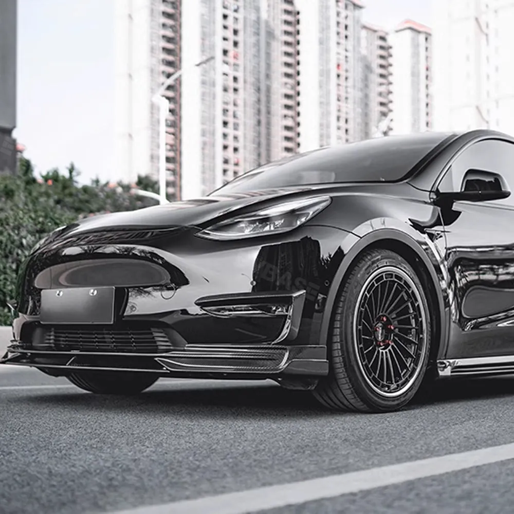 Model Y Real Carbon Fiber Full Body Kit CMST Tesla Retrofit Parts Front Bumper Lip Side Skirts Spoiler Wing