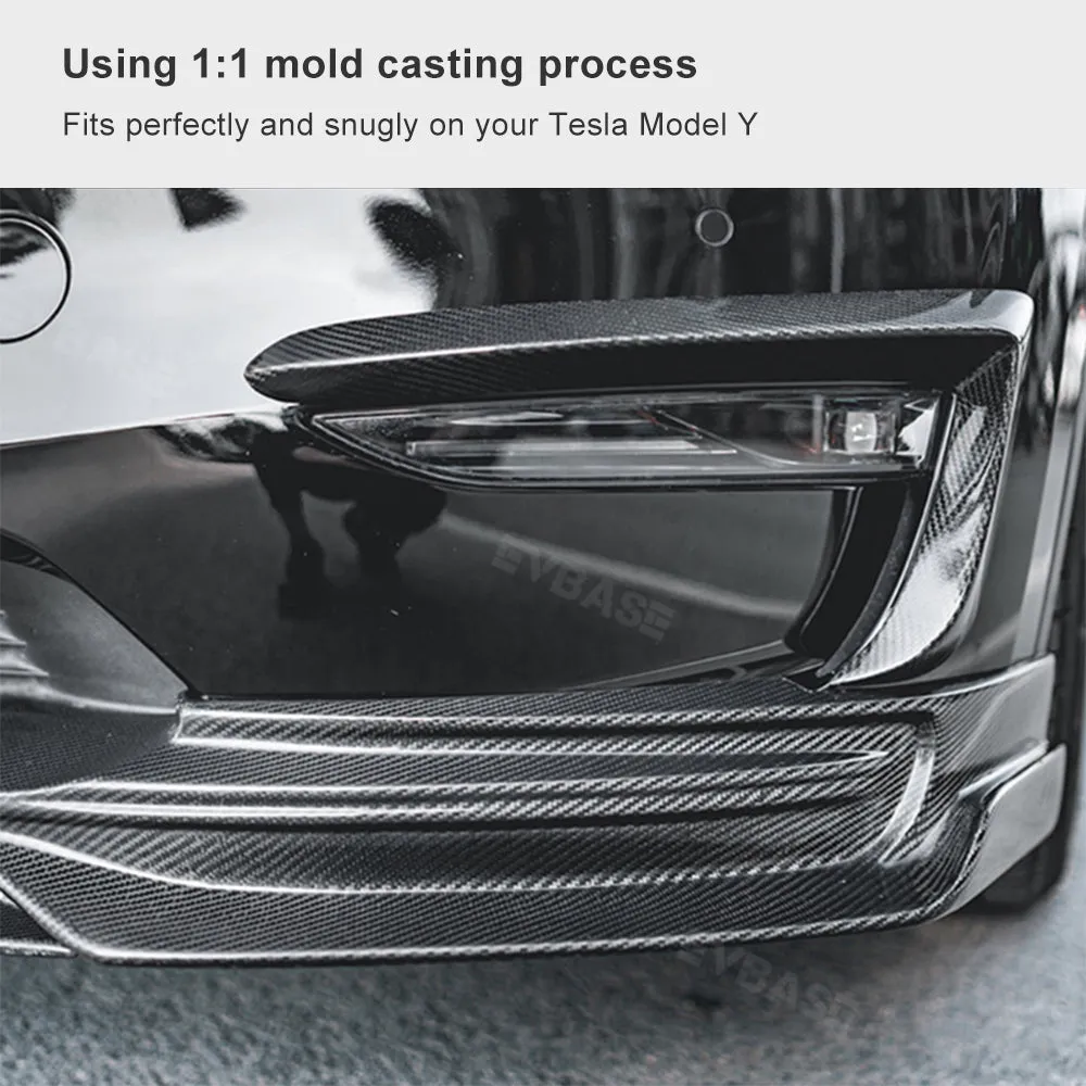 Model Y Real Carbon Fiber Full Body Kit CMST Tesla Retrofit Parts Front Bumper Lip Side Skirts Spoiler Wing