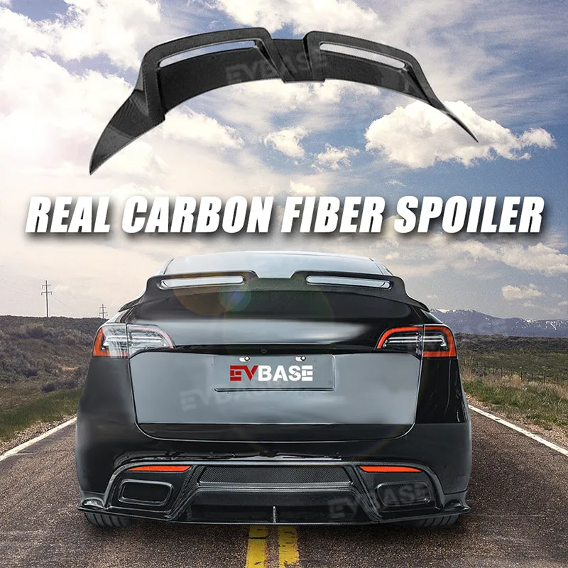 Model Y Real Carbon Fiber Full Body Kit CMST Tesla Retrofit Parts Front Bumper Lip Side Skirts Spoiler Wing