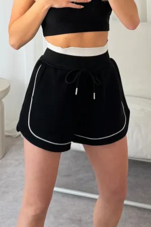 Natalia black contrast waistband shorts