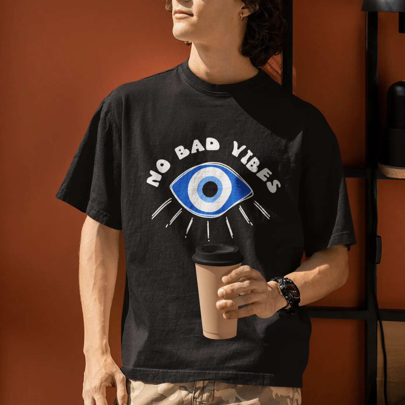 No Bad Vibes Amulet- evil-eye- Unisex Oversized T-shirts