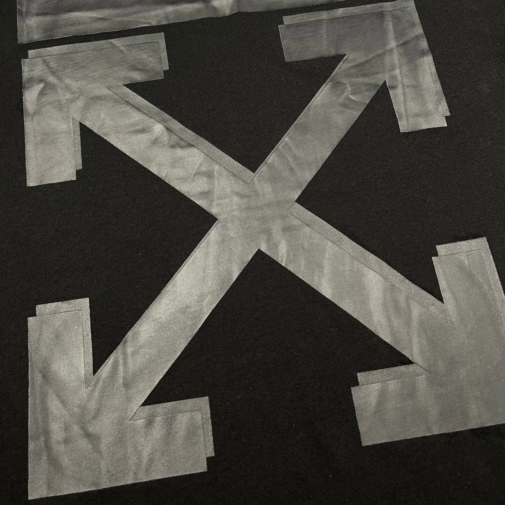Off Whtie T Shirts Overlapping Printed Arrow Male And Female Trendy Brand Short Sleeve
