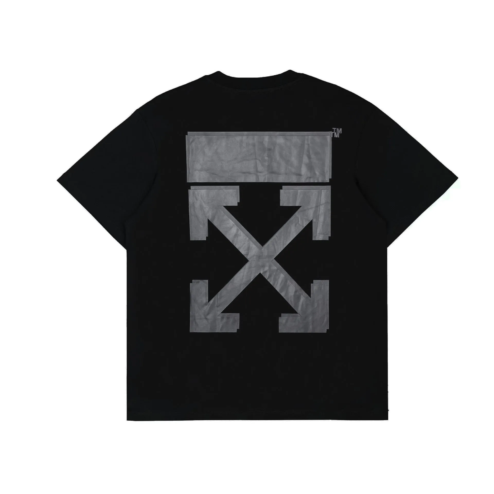 Off Whtie T Shirts Overlapping Printed Arrow Male And Female Trendy Brand Short Sleeve
