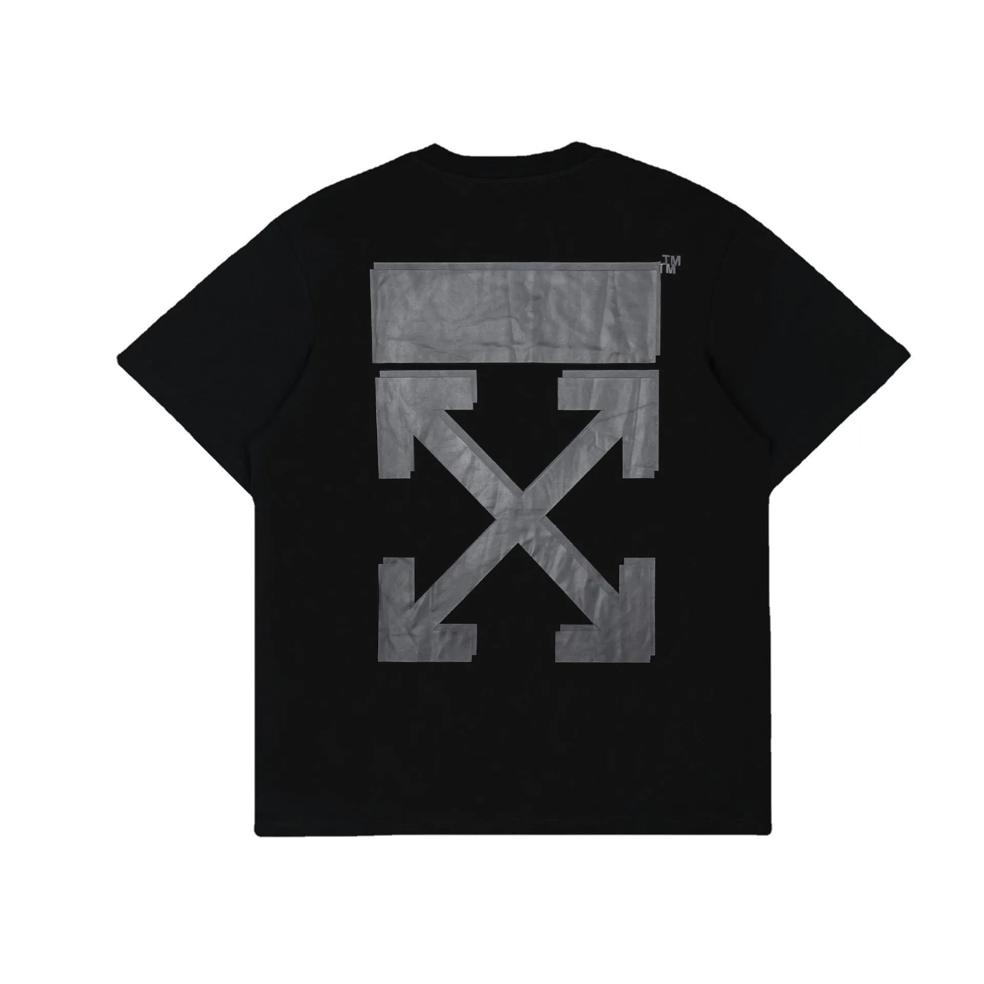 Off Whtie T Shirts Overlapping Printed Arrow Male And Female Trendy Brand Short Sleeve