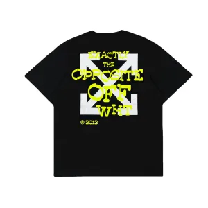 Off Whtie T Shirts Yellow Letter Arrow Male And Female Trendy Brand Short Sleeve