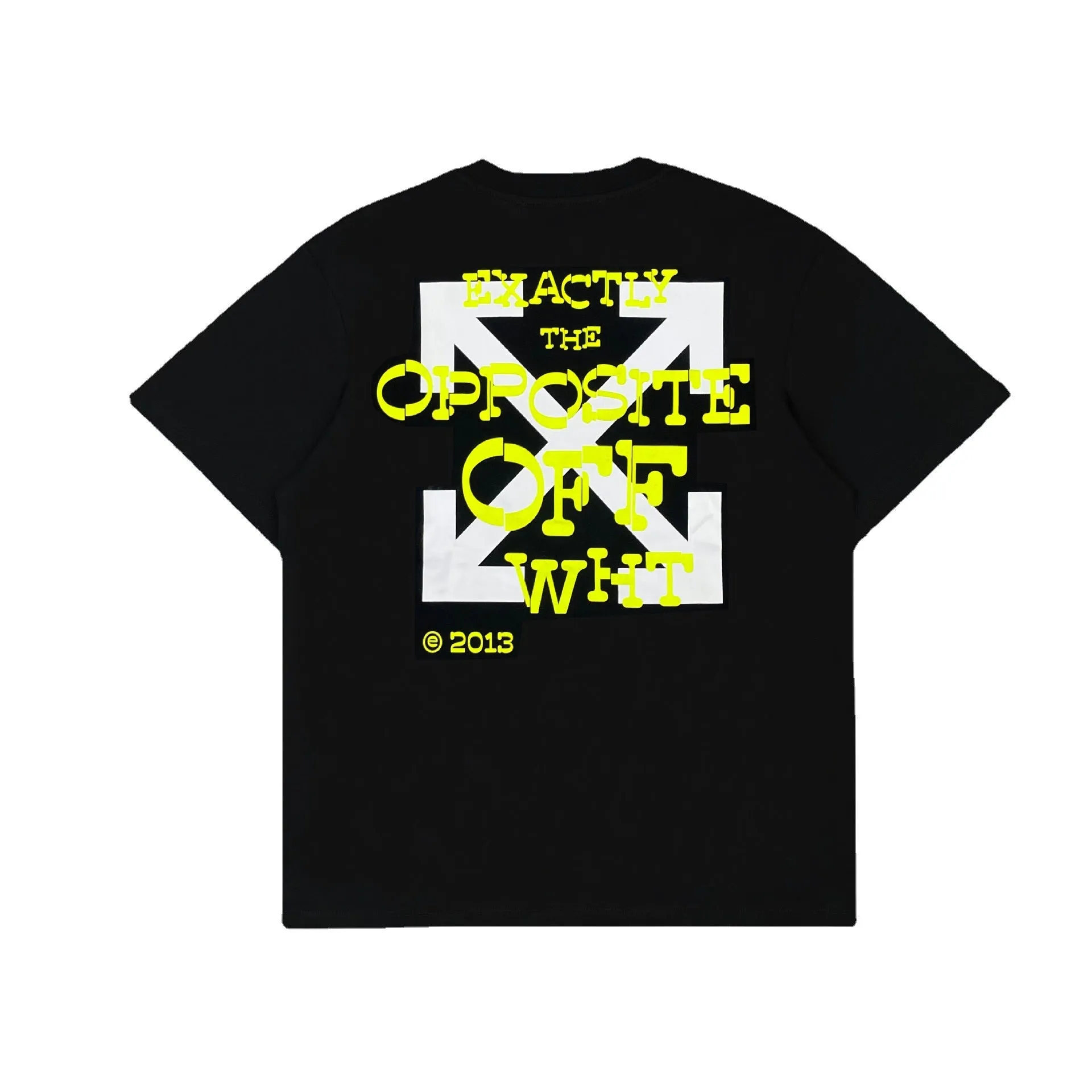 Off Whtie T Shirts Yellow Letter Arrow Male And Female Trendy Brand Short Sleeve