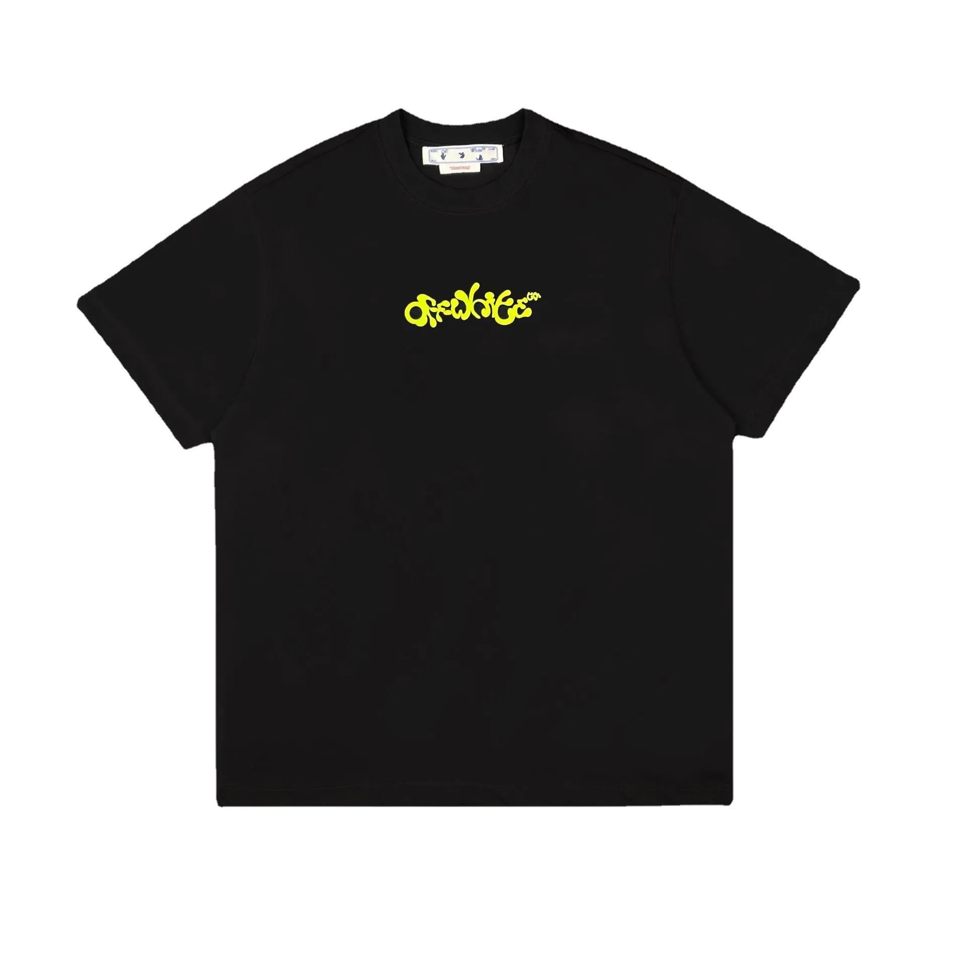 Off Whtie T Shirts Yellow Letter Arrow Male And Female Trendy Brand Short Sleeve
