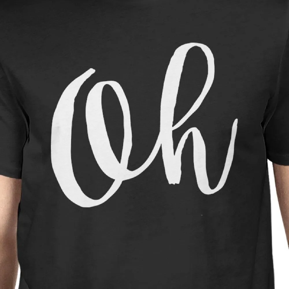 Oh Men's Black Shirts Funny Short Sleeve Typographic T-shirt