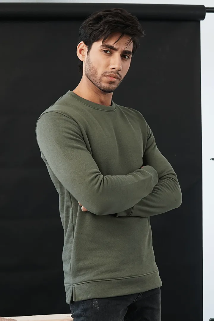 Olive Green Terry Sweatshirt