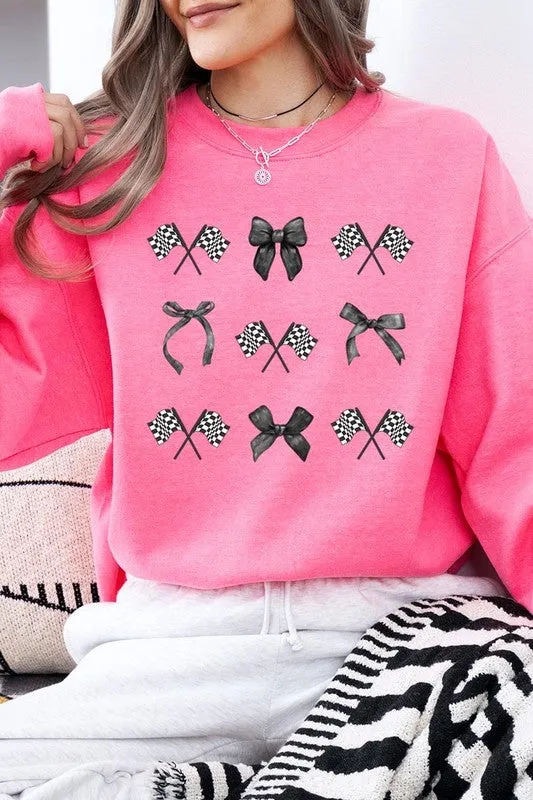 ONLINE ONLY Checkered Flag/Bow Sweatshirt
