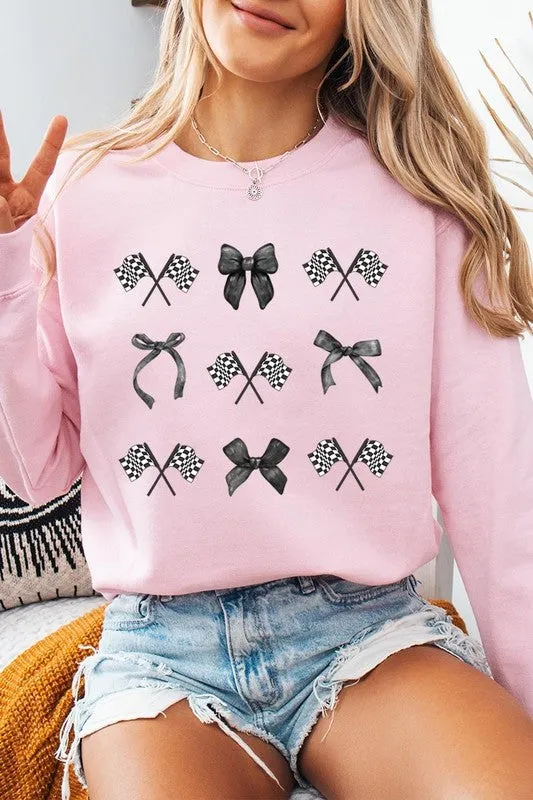 ONLINE ONLY Checkered Flag/Bow Sweatshirt