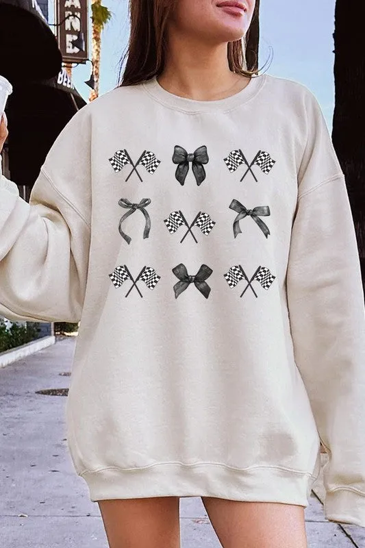 ONLINE ONLY Checkered Flag/Bow Sweatshirt