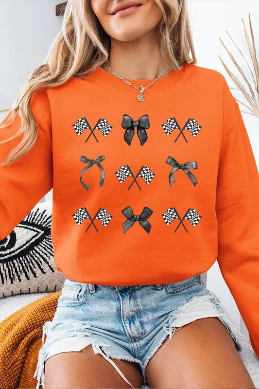 ONLINE ONLY Checkered Flag/Bow Sweatshirt