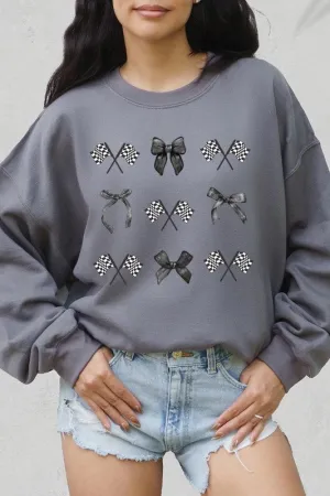 ONLINE ONLY Checkered Flag/Bow Sweatshirt