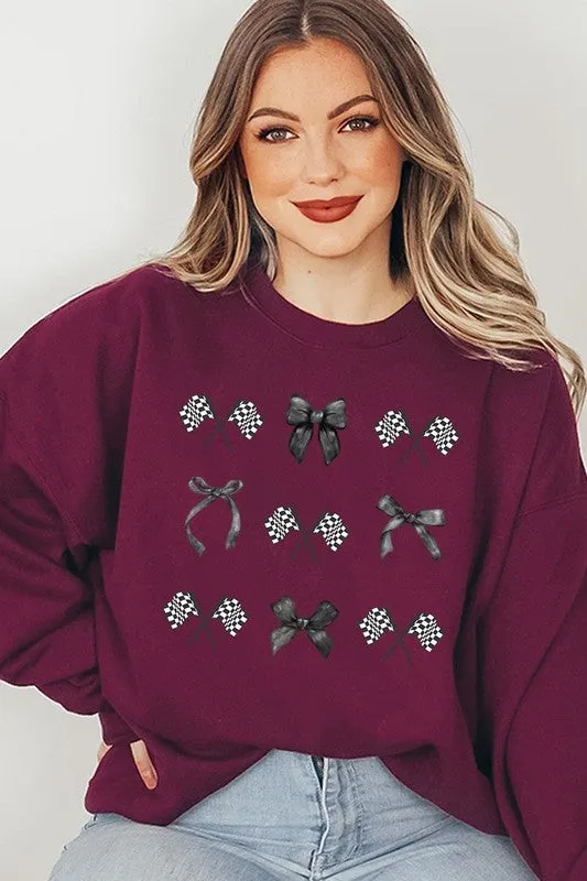 ONLINE ONLY Checkered Flag/Bow Sweatshirt
