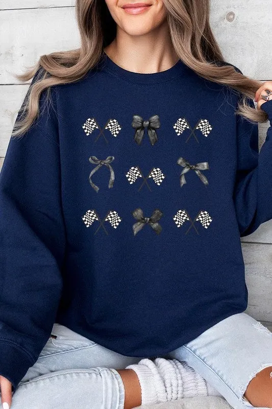 ONLINE ONLY Checkered Flag/Bow Sweatshirt