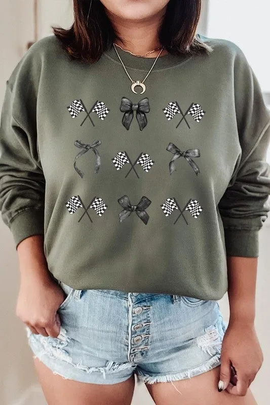 ONLINE ONLY Checkered Flag/Bow Sweatshirt