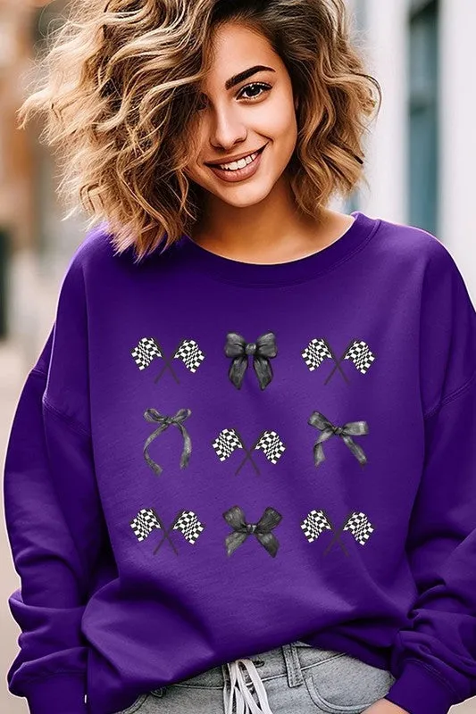 ONLINE ONLY Checkered Flag/Bow Sweatshirt