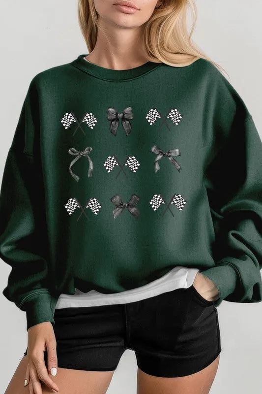 ONLINE ONLY Checkered Flag/Bow Sweatshirt