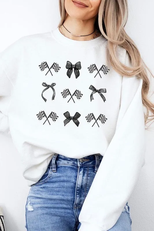 ONLINE ONLY Checkered Flag/Bow Sweatshirt