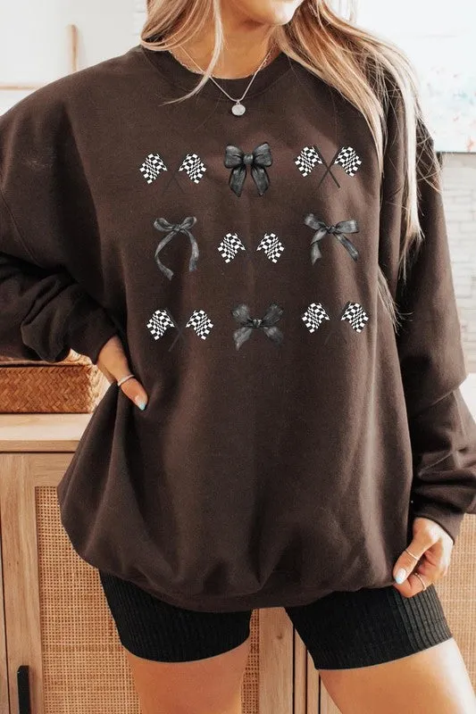 ONLINE ONLY Checkered Flag/Bow Sweatshirt