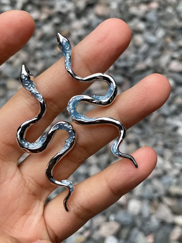Original Cool Snake Shape Contrast Color Earrings Accessories