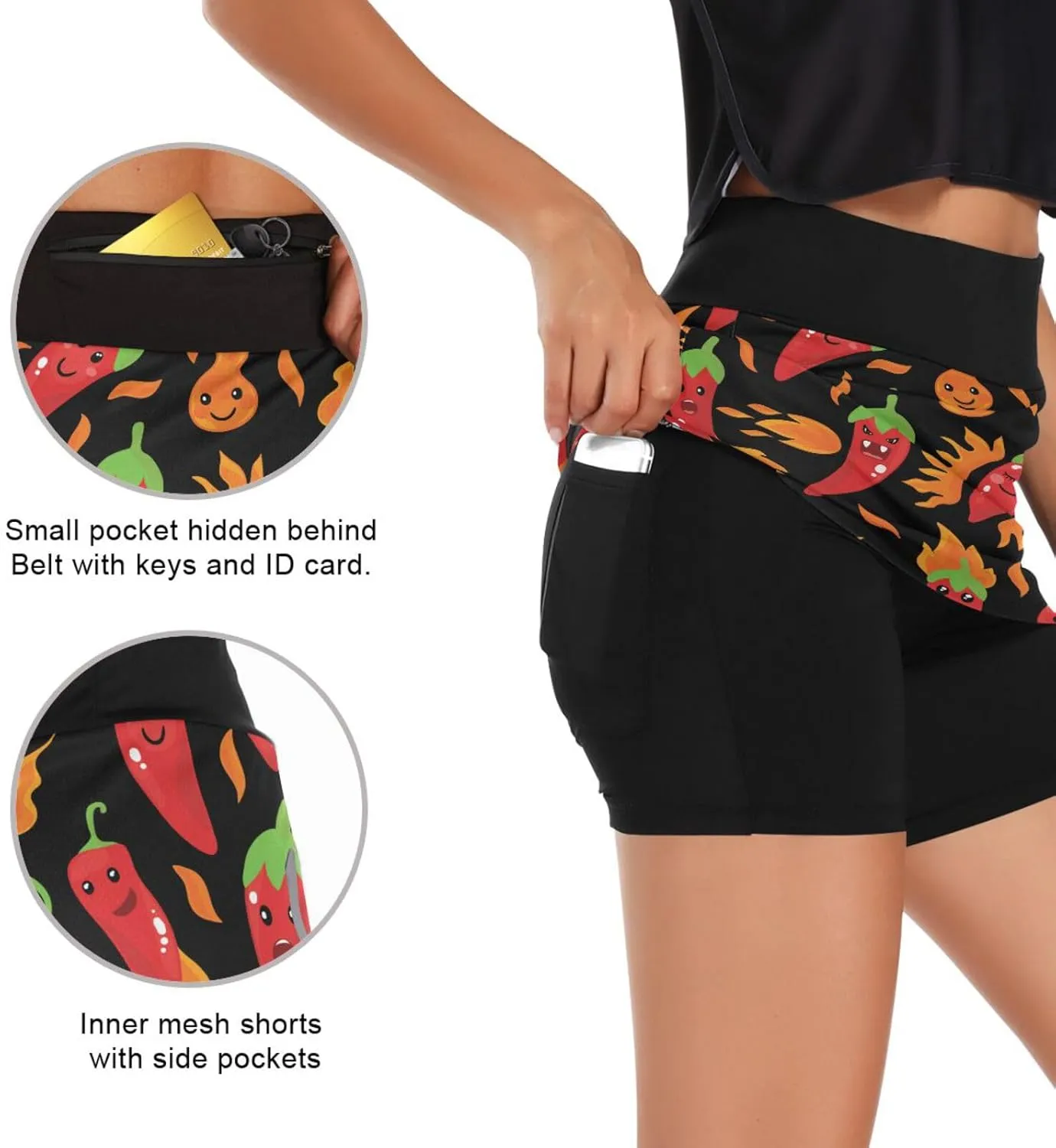 Pineapple Heart Woman Tennis Skirts Athletic Golf Skorts Skirts for Workout Running Hiking S