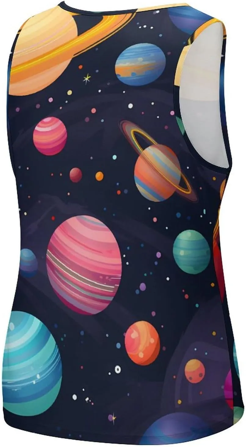Planets Colorful Mens Tank Top Undershirt Sleeveless Gym Vest Workout T-Shirts